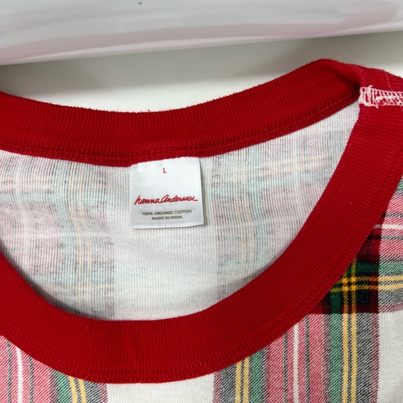 Hanna Andersson Adult Unisex Long John Pajama Set in Family Holiday Plaid Size L - Picture 4 of 7